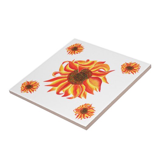 Carreau Tuile décorative de conception de tournesol (Côté)