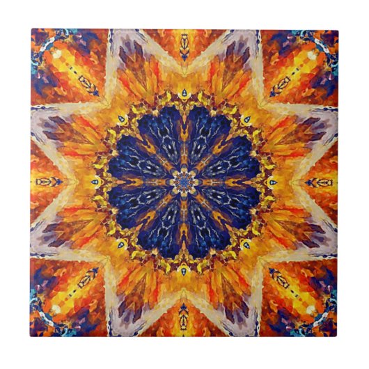 Carreau Tuile décorative de flamme et de marine (Devant)