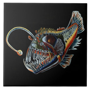 Carreau Tuile décorative de poissons de pêcheur à  la