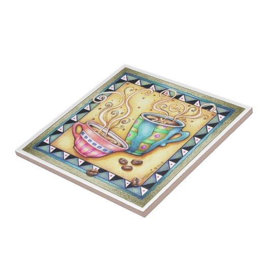 CARREAU TUILE, DESSOUS DE VERRE - HARICOTS FRAIS ! ART DE (Côté)