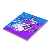 Carreau tuile diagonale bleue pourpre de ski d'accent de (Côté)