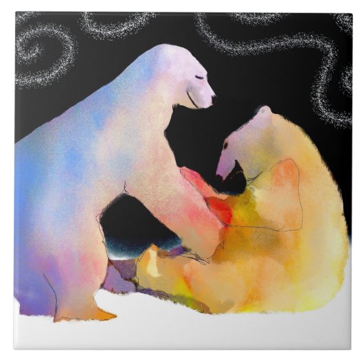 Carreau Tuile d'ours polaires (Devant)
