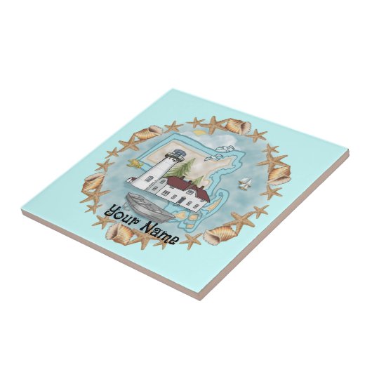 Carreau Tuile du phare de Massachusetts Shells (Côté)