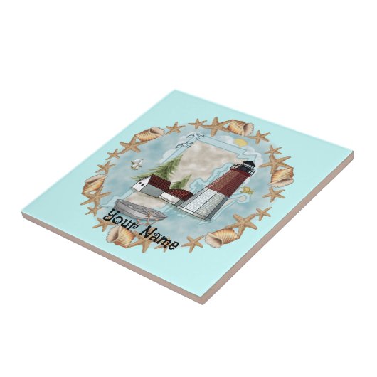 Carreau Tuile du phare de Rhode Island Shells (Côté)