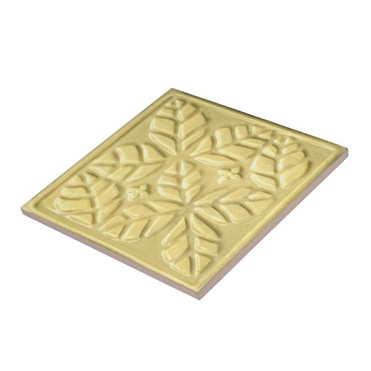 Carreau Tuile en céramique avec jaune des Feuilles d'Ovate (Côté)