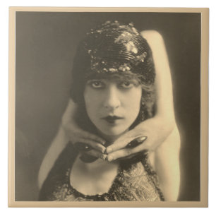 Carreau Tuile en céramique avec visage Vintage Dancer