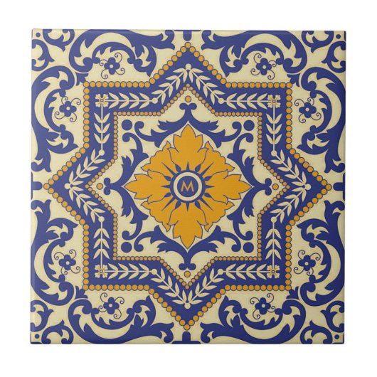 Carreau Tuile en céramique de bleu de style d'Azulejo de (Devant)