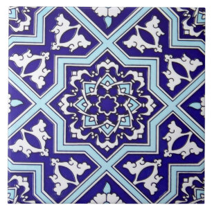 Carreau Tuile en céramique de photo de conception bleue