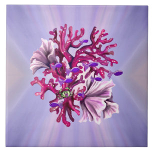 Carreau Tuile en céramique de sirène de mer violette