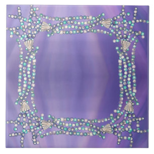 Carreau Tuile en céramique de sirène de mer violette