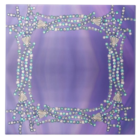 Carreau Tuile en céramique de sirène de mer violette (Devant)