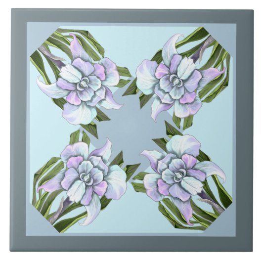 Carreau Tuile en céramique fleur Smeraldo (Devant)