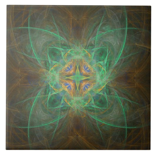 Carreau Tuile en céramique Gold Green Blue Motif (Devant)