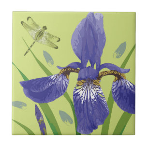 Carreau Tuile en céramique Iris et Dragonfly