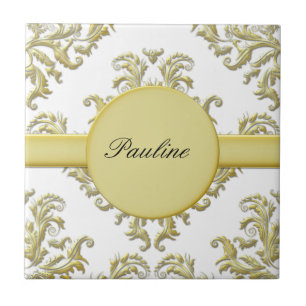 Carreau Tuile en céramique Monogramme d'or