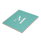 Carreau Tuile en céramique monogramme TURQUOISE simple (Côté)