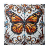 Carreau Tuile en céramique Papillon en verre tendu (Devant)