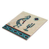 Carreau Tuile en céramique Turquoise Kokopelli (Côté)