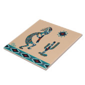 Carreau Tuile en céramique Turquoise Kokopelli (Côté)