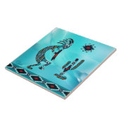 Carreau Tuile en céramique Turquoise Kokopelli (Côté)