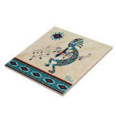 Carreau Tuile en céramique Turquoise Kokopelli (Côté)