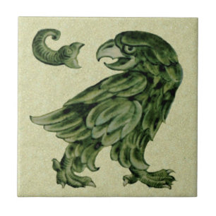 Carreau Tuile en céramique Wm De Morgan Green Eagle Repro