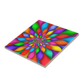 Carreau Tuile en spirale de fleur de pétales d'arc-en-ciel (Côté)