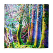 Carreau Tuile enchantée d'art abstrait de forêt (Devant)