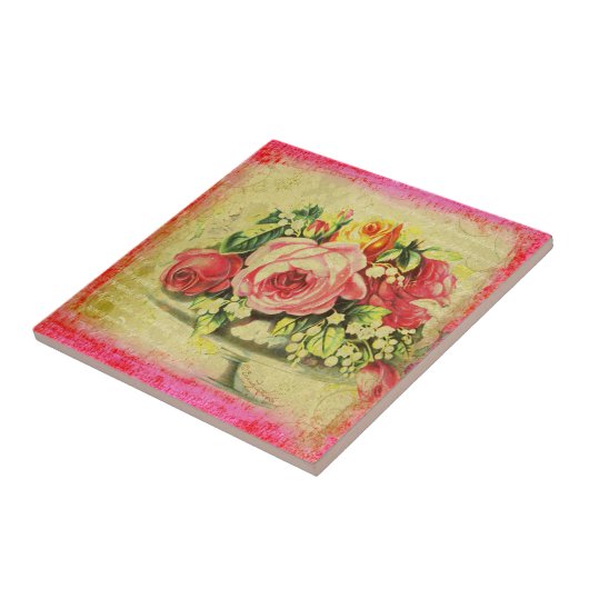 Carreau Tuile faite sur commande d'art de collage de roses (Côté)