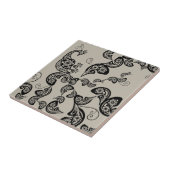 Carreau Tuile faite sur commande de cadeau de paon de noir (Côté)