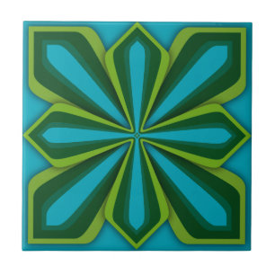 Carreau Tuile, fleur abstraite, vert Chartreuse cyan