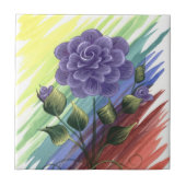 Carreau Tuile florale 1 d'aquarelle (Devant)