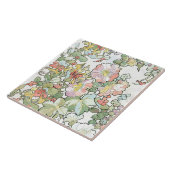 Carreau Tuile florale de roses trémière de Nouveau d'art (Côté)