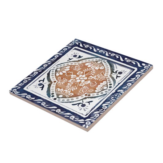 Carreau Tuile florale indienne 1 (Côté)