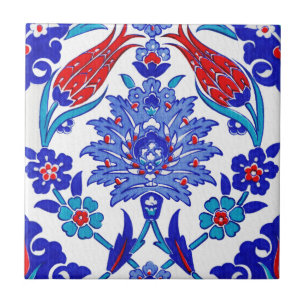 Carreau Tuile florale turque antique de rouge bleu de