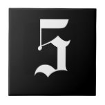 Carreau Tuile gothique de numéro de maison - blanc sur le<br><div class="desc">Tuile gothique de numéro de maison - blanc sur le noir</div>