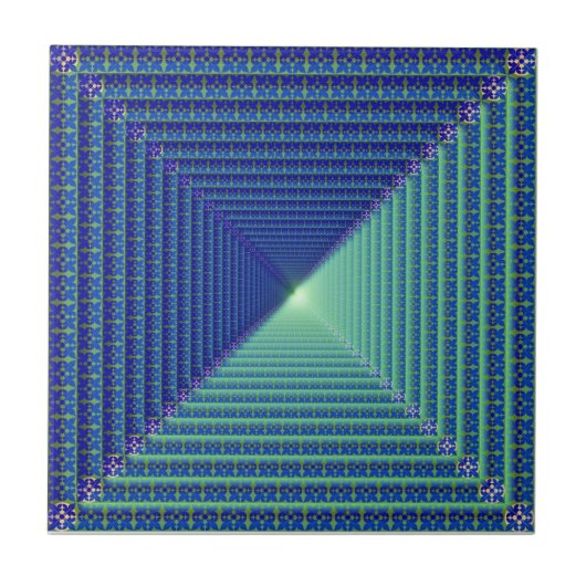 Carreau Tuile inverse bleue de pyramide (Devant)