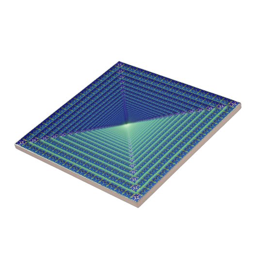 Carreau Tuile inverse bleue de pyramide (Côté)