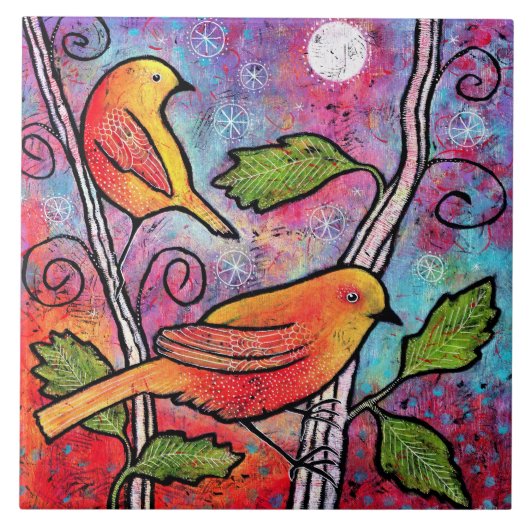 Carreau Tuile jaune d'oiseau (Devant)