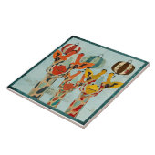 Carreau Tuile jetante un coup d'oeil de trois girafes (Côté)