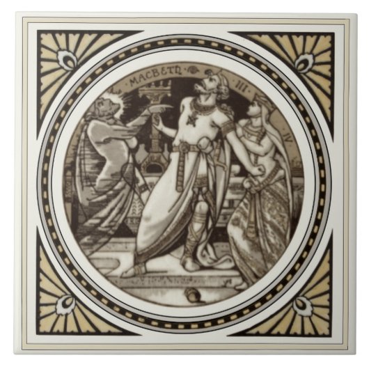 Carreau Tuile littéraire Repro Minton Shakespeare Macbeth (Devant)