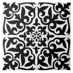 Carreau Tuile marocaine - blanc avec l'arrière - plan noi