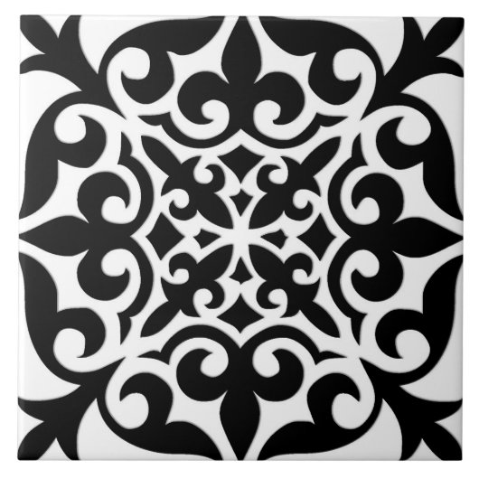 Carreau Tuile marocaine - blanc avec l'arrière - plan noir (Devant)