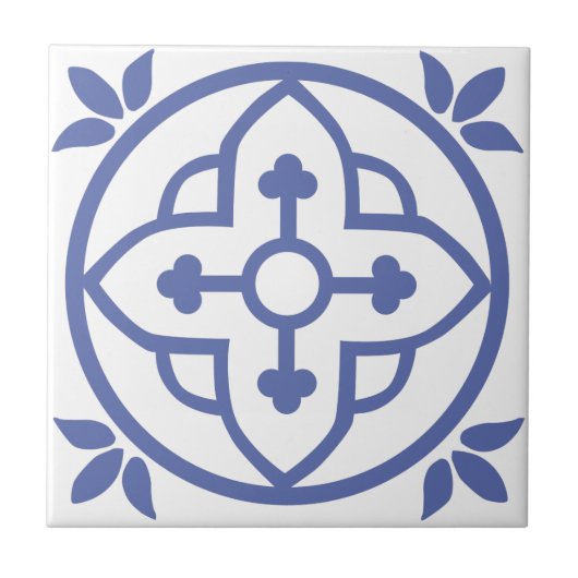 Carreau Tuile marocaine bleue 3 (Devant)