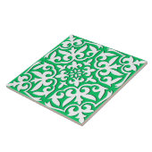 Carreau Tuile marocaine - vert et blanc de jade (Côté)