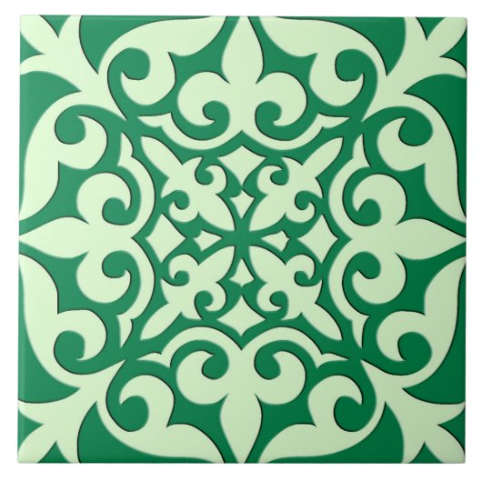 Carreau Tuile marocaine - verte et vert clair (Devant)