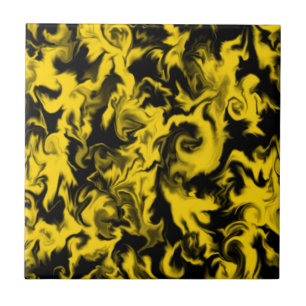 Carreau Tuile mélangée jaune et noire lumineuse de coule