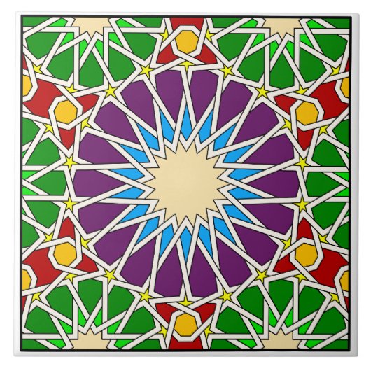Carreau Tuile motif géométrique islamique (Devant)