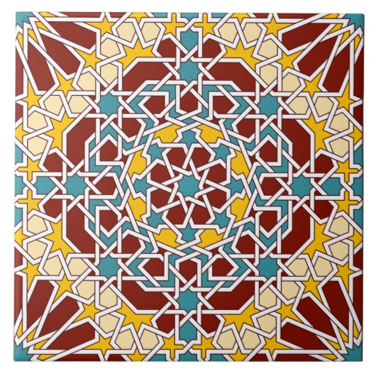 Carreau Tuile motif géométrique islamique (Devant)