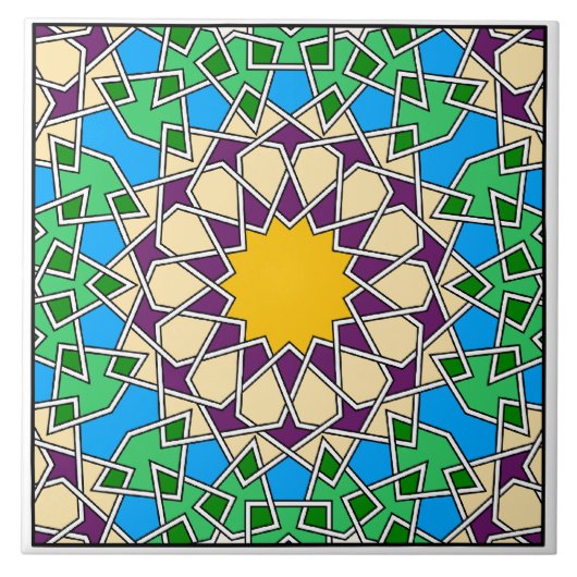 Carreau Tuile motif géométrique islamique (Devant)